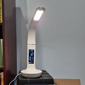 Modern White LED Desk Lamp with Digital Display